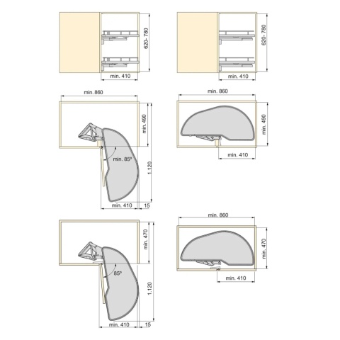 Cargo Magic Corner LAKE 900mm Nerka Prawy Antracyt EMUCA