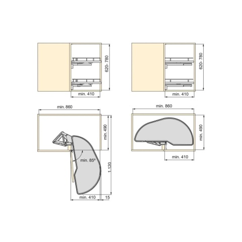 Cargo Magic Corner LAKE 900mm Nerka Prawy Biały EMUCA