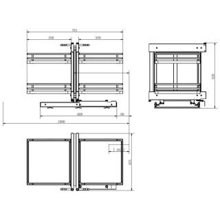 Kosz Cargo Magic Corner 1000mm MPTJ017ER Prawy Biały AMIX