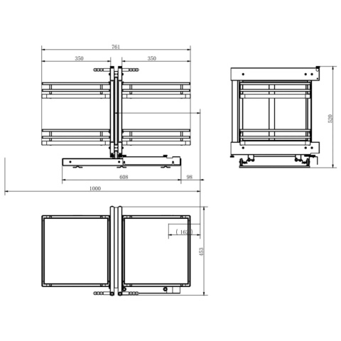 Kosz Cargo Magic Corner 1000mm MPTJ017ER Prawy Biały AMIX