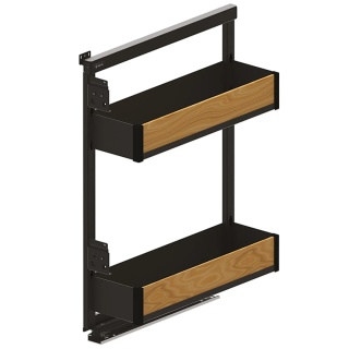 Kosz cargo boczne lewe 2P do szafki 150mm PURO Cichy domyk Czarny Dąb REJS