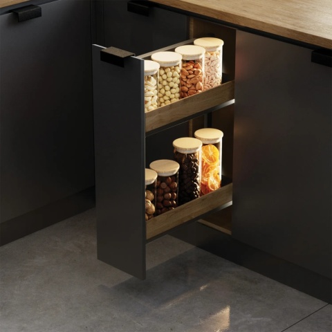 Kosz cargo boczne lewe 2P do szafki 200mm PURO Cichy domyk Biały Mat REJS