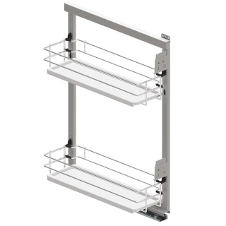 Kosz cargo boczne prawe 2P do szafki 150mm EVO Cichy domyk Biały Chrom REJS