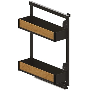 Kosz cargo boczne prawe 2P do szafki 200mm PURO Cichy domyk Czarny Dąb REJS