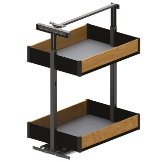 Kosz cargo dolne 2P do szafki 400mm PURO Cichy domyk Czarny Dąb REJS