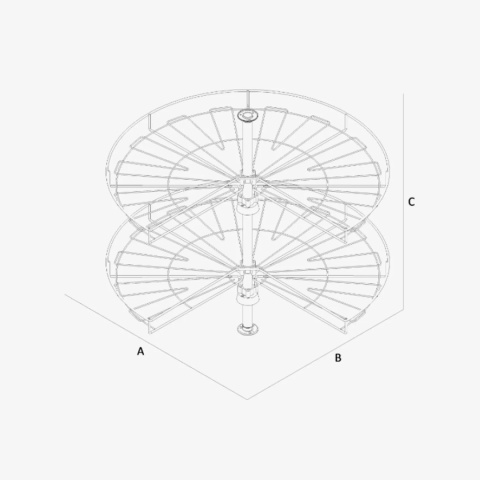 Półka obrotowa 3/4 fi 690mm Biała WIEXPOL
