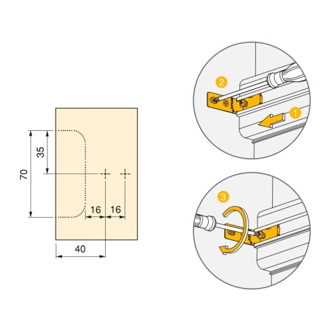 Profil środkowy GOLA C 2.35m do frontów bezuchwytowych zestaw - biały