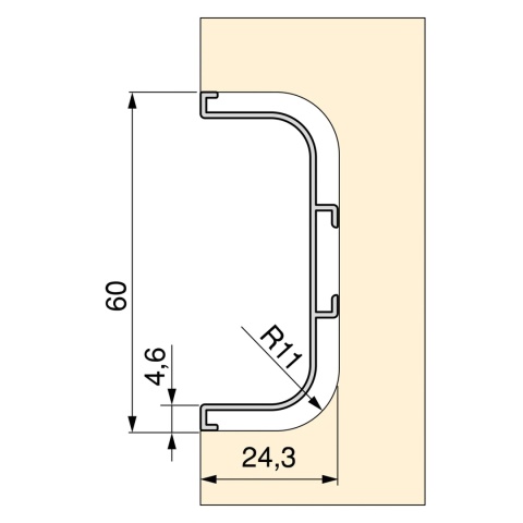 Profil środkowy GOLA-R 2.35m do frontów bezuchwytowych - mat