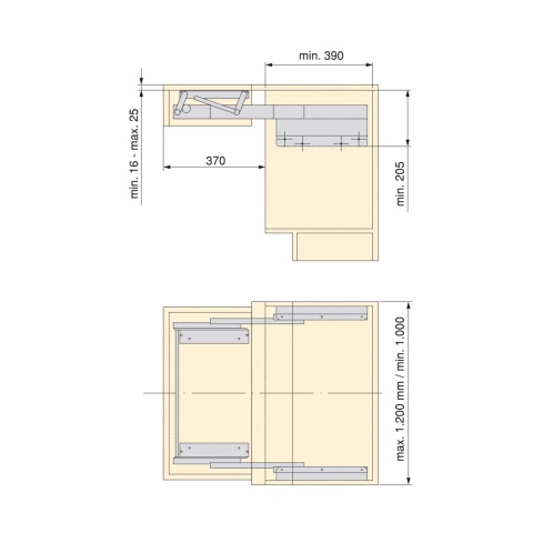 Prowadnice do stołu rozkładanego i podnoszonego Opla Folding+39 M120 Atim