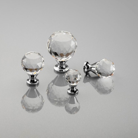 Uchwyt gałka meblowa CRPA 30mm chrom, biały kryształ GTV