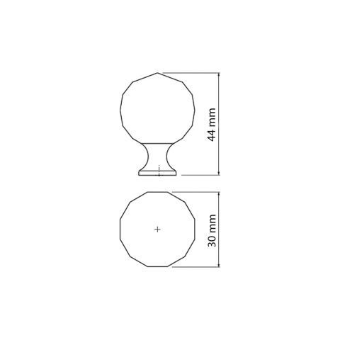 Uchwyt gałka meblowa CRPA 30mm chrom, biały kryształ GTV