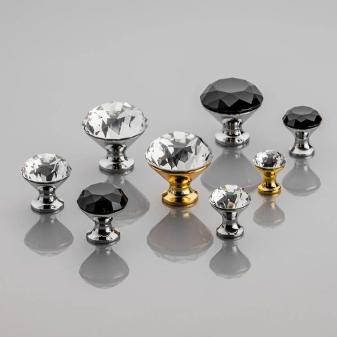 Uchwyt gałka meblowa CRPB 25mm chrom, czarny kryształ GTV