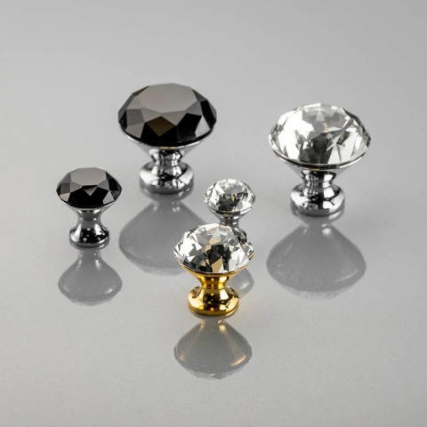 Uchwyt gałka meblowa CRPB 25mm chrom, czarny kryształ GTV