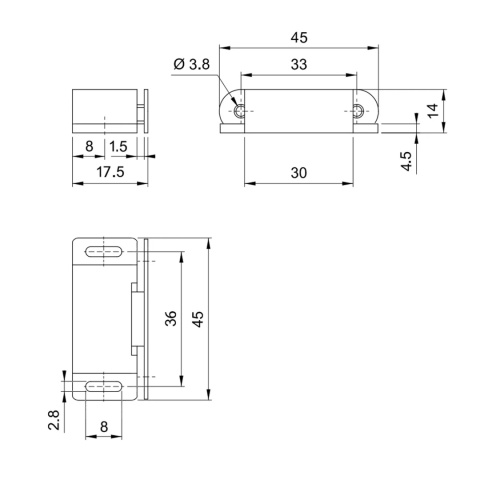 Zatrzask Zamek magnetyczny do szafek meblowych Brązowy LEBA