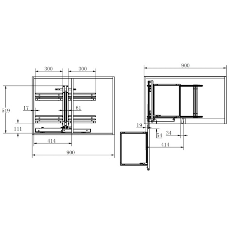 Kosz Cargo Magic Corner 900mm MPTJ017ER Prawy Grafit AMIX