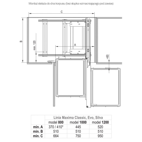 Kosz Cargo Magic Corner Maxima Classic 800mm Prawy Grafit Rejs