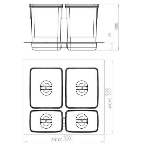 Kosz na śmieci Segregator RUBIO 60 2x15L 2x7L antracyt AMIX