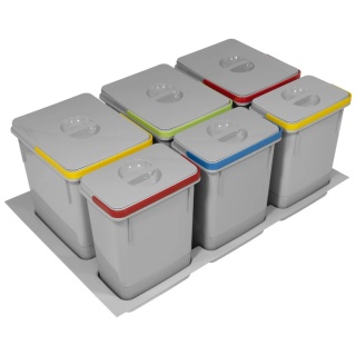 Kosz na śmieci Segregator RUBIO 80 3x15L 3x7L szary AMIX