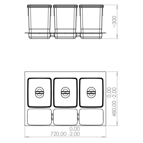 Kosz na śmieci Segregator RUBIO 80 3x15L antracyt AMIX