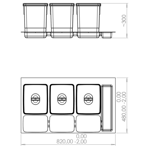 Kosz na śmieci Segregator RUBIO 90 3x15L antracyt AMIX