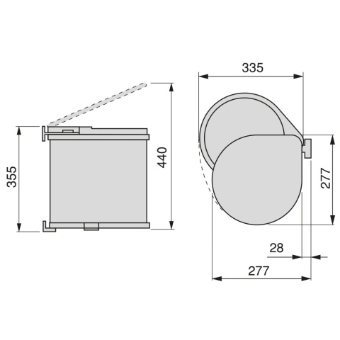 Kosz na śmieci pojemnik na drzwi 13L biały EMUCA