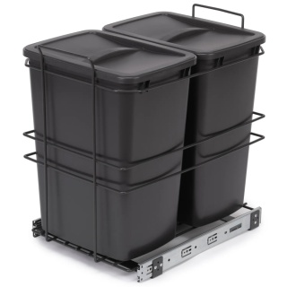 Kosz na śmieci wysuwany 2x35L montaż dolny antracyt EMUCA