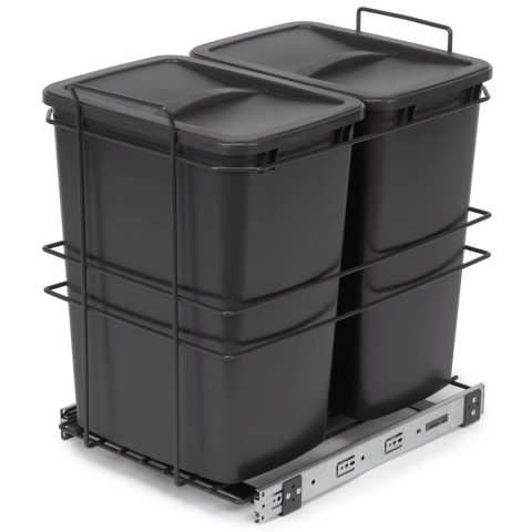 Kosz na śmieci wysuwany 2x35L montaż dolny antracyt EMUCA