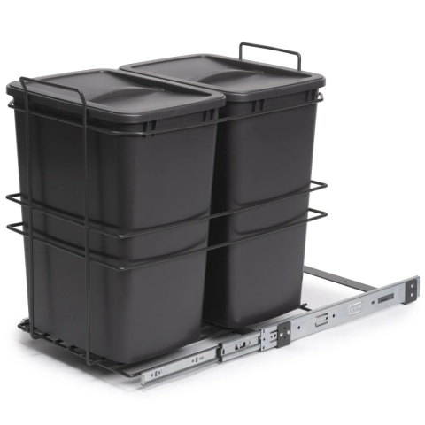 Kosz na śmieci wysuwany 2x35L montaż dolny antracyt EMUCA