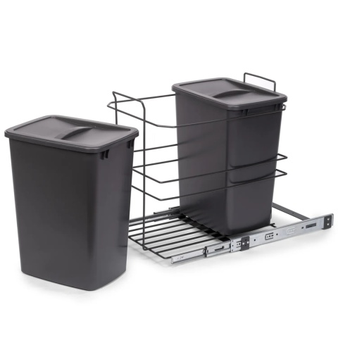 Kosz na śmieci wysuwany 2x35L montaż dolny antracyt EMUCA