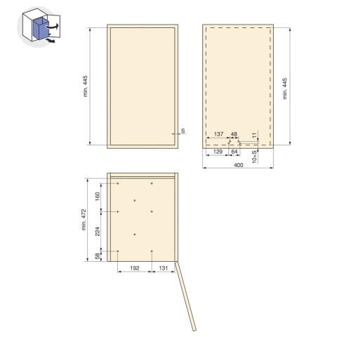 Kosz na śmieci wysuwany 3x10L montaż dolny antracyt EMUCA