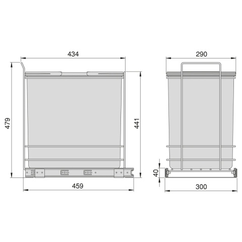 Kosz na śmieci wysuwany 35L H-479mm montaż dolny antracyt EMUCA