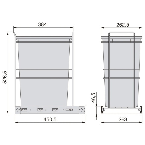 Kosz na śmieci wysuwany 35L do szafki 30 montaż dolny antracyt EMUCA