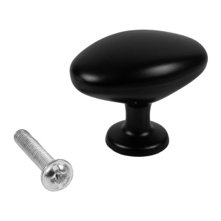 Uchwyt meblowy Gałka owalna do szafek HD-943 Czarna LEBA