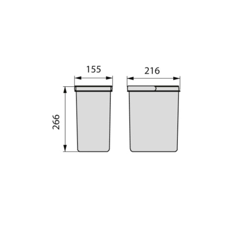 Kosz Segregator na śmieci 45 1x15L 2x7L EMUCA