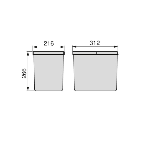 Kosz Segregator na śmieci 45 1x15L 2x7L EMUCA