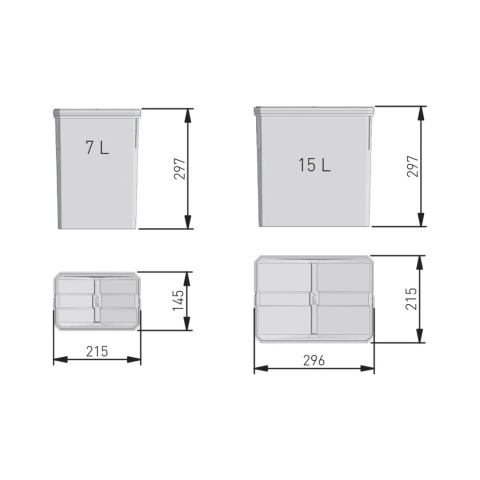 Kosz Segregator na śmieci AXISPACE 60 1x15L 2x7L GTV