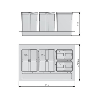 Kosz Segregator na śmieci AXISPACE 80 2x15L 2x7L GTV