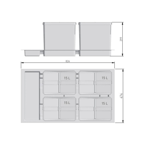 Kosz Segregator na śmieci AXISPACE 90 4x15L GTV