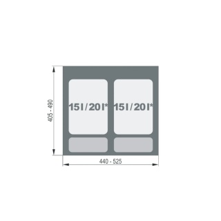 Kosz Segregator na śmieci Sortownik 60 2x15L PRAKTIKO Rejs