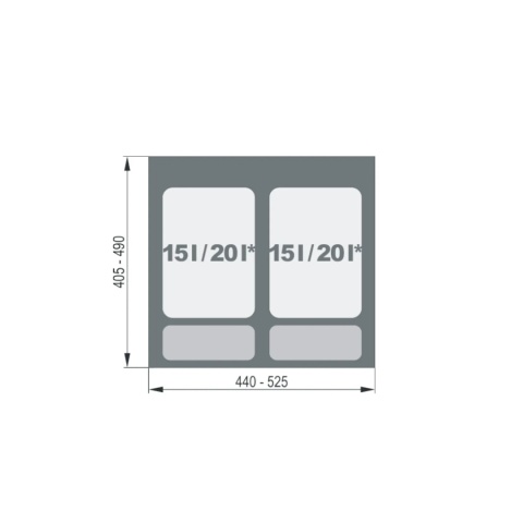 Kosz Segregator na śmieci Sortownik 60 2x20L PRAKTIKO Rejs