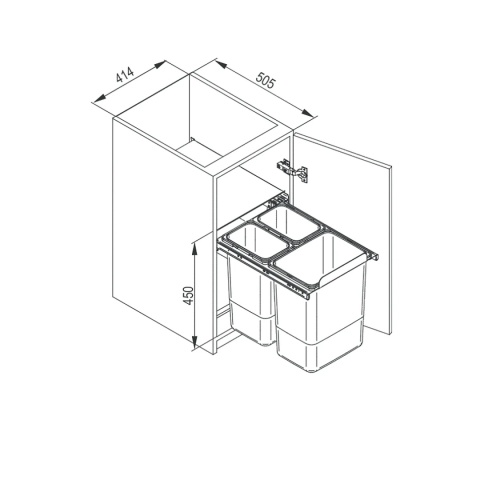 Kosz segregator na śmieci JC606 do szafki 45 1x20L 2x9L Rejs