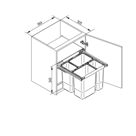 Kosz segregator na śmieci JC609 do szafki 60 2x15L 2x7L Rejs