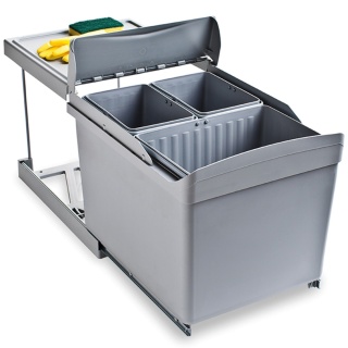 Kosz segregator na śmieci wysuwany 1x16L 2x7.5L szary EMUCA