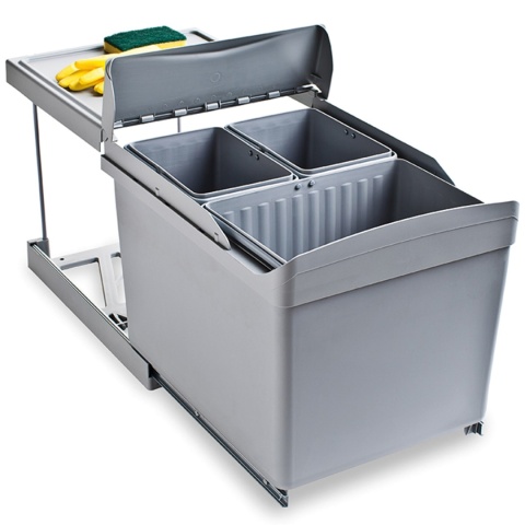 Kosz segregator na śmieci wysuwany 1x16L 2x7.5L szary EMUCA