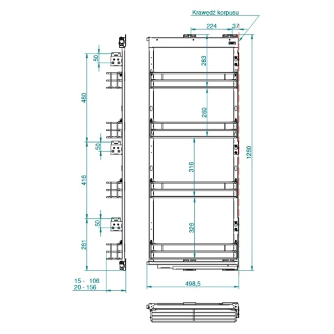 Kosz Cargo Midi 15 4P Boczne Lewe CICHY DOMYK REJS LM Classic