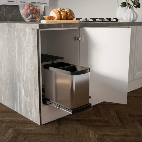 Kosz segregator na śmieci wysuwany 2x12L Inox EMUCA
