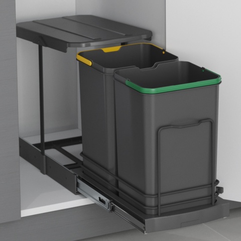 Kosz segregator na śmieci wysuwany 2x12L antracyt EMUCA