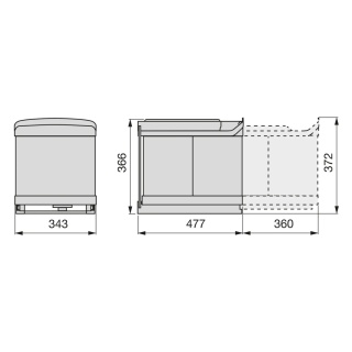 Kosz segregator na śmieci wysuwany 2x16L stal nierdzewna EMUCA