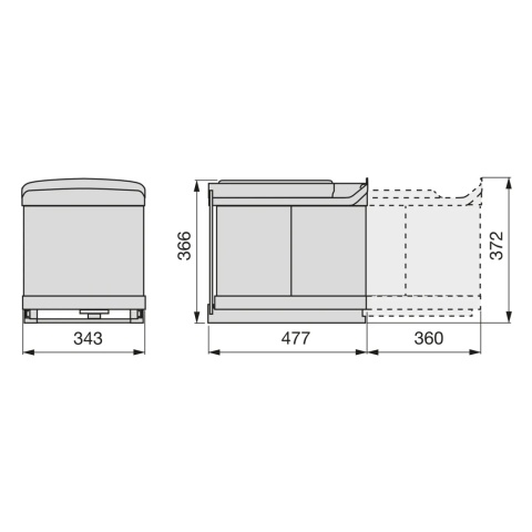 Kosz segregator na śmieci wysuwany 2x16L stal nierdzewna EMUCA