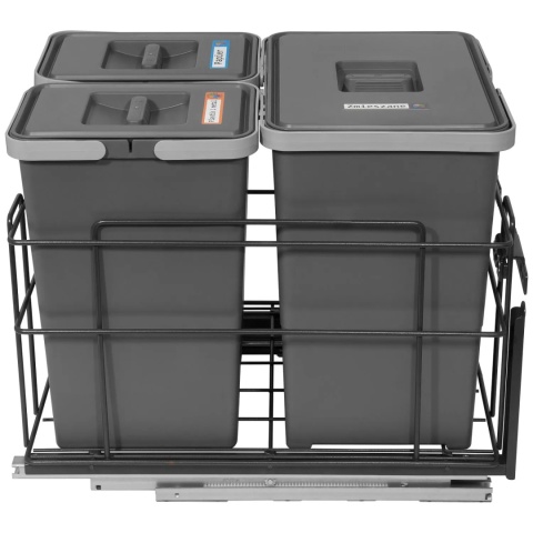 Sortownik na śmieci SQUARE 1x18L 2x8L 400 CICHY DOMYK Grafit